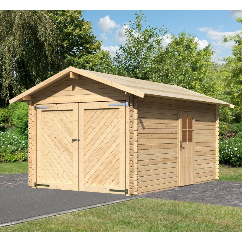 Garage En Bois Certifié 13,28m² – Madriers 28mm - Karibu 3 Garage En Bois Certifié 13,28m² – Madriers 28mm - Karibu
