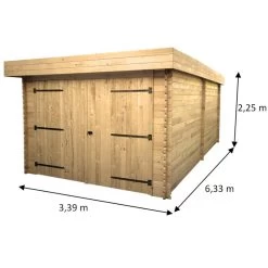 Garage En Bois Massif 21,46m² – Madriers 28mm – Toiture En Bac Acier – Habrita -Jardin Abris Magasin garage en bois massif 2146m madriers 28mm toiture en bac acier habrita 1