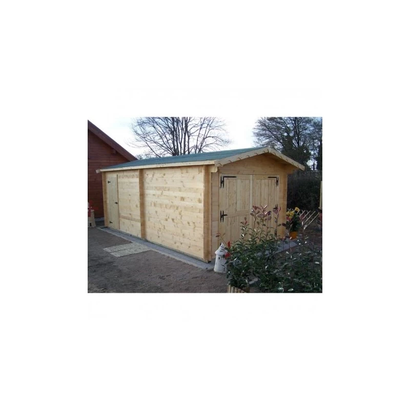 Garage En Bois Massif 21,7m² - Madriers 42mm 3 Garage En Bois Massif 21,7m² - Madriers 42mm