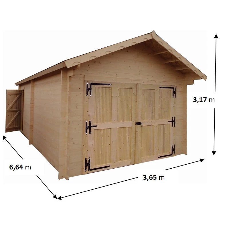 Garage En Bois Massif 24,23m² – Madriers 60mm – Habrita 4 Garage En Bois Massif 24,23m² – Madriers 60mm – Habrita – Image 2
