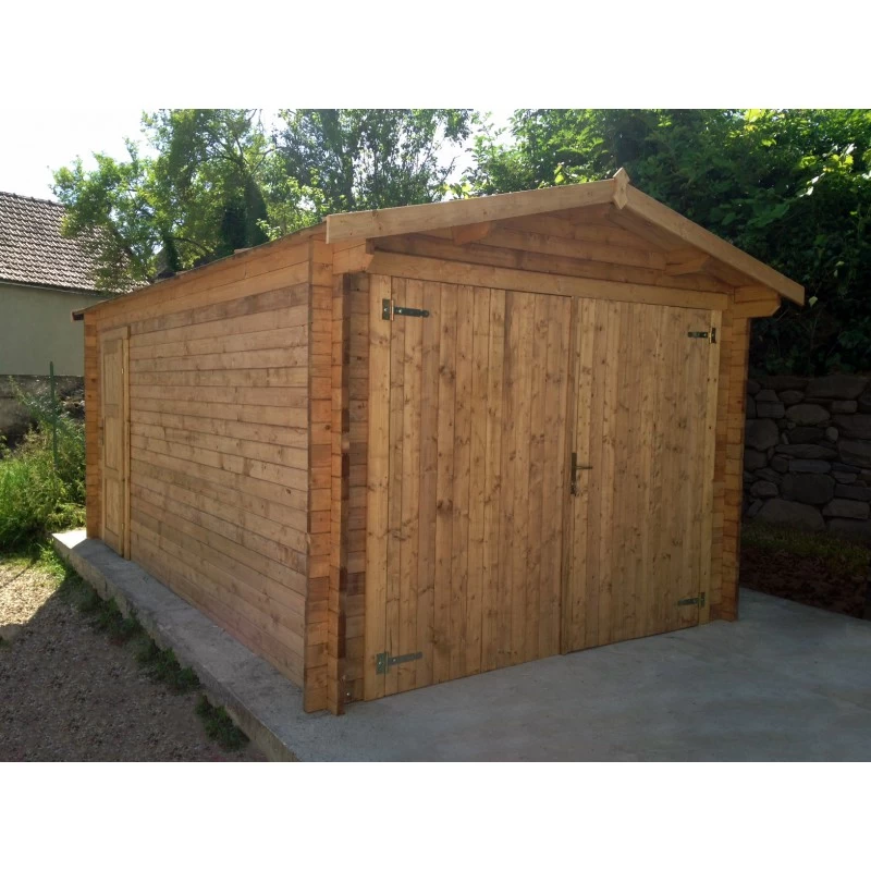 Garage En Bois Massif 40mm Traité Teinté Marron Gardy Shelter 4 Garage En Bois Massif 40mm Traité Teinté Marron Gardy Shelter – Image 2
