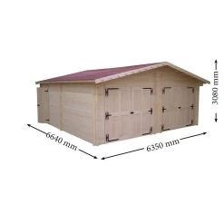 Garage Double En Bois Massif 42,16m² – Madriers 42mm – Habrita -Jardin Abris Magasin garage en bois massif 4216m madriers 42mm habrita 2