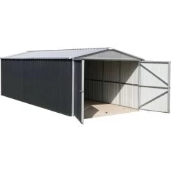 Garage Métal Anthracite 22,63m² + Kit D'ancrage Inclus - YARDMASTER
