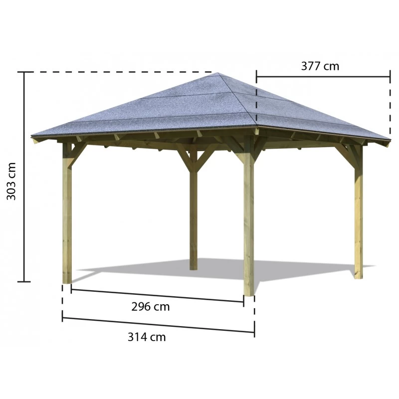 Kiosque Carré Granada – 3,77x3,77m - Karibu 4 Kiosque Carré Granada – 3,77x3,77m - Karibu – Image 2