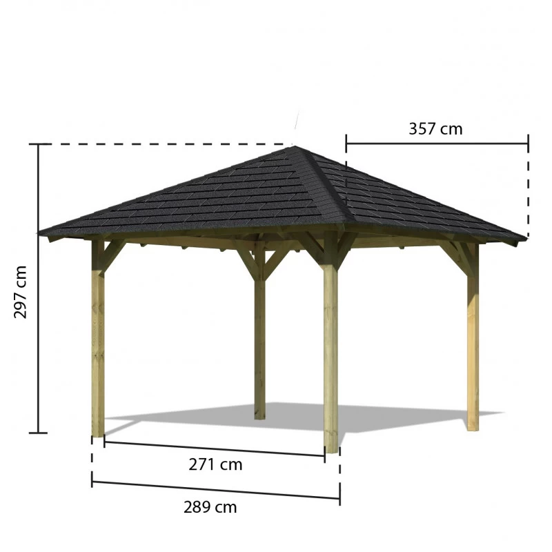 Kiosque De Jardin Carré Cordoba – 3,57x3,57m – Avec Shingles – Karibu 4 Kiosque De Jardin Carré Cordoba – 3,57x3,57m – Avec Shingles – Karibu – Image 2