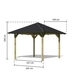 Kiosque De Jardin Carré Sevilla – 3,40x3,40m – Avec Shingles – Karibu -Jardin Abris Magasin kiosque de jardin carre sevilla 340x340m avec shingles karibu 2