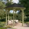 Kiosque Hexagonal En Bois Lissabon - Diam. 2,99m – Avec Shingles – Karibu -Jardin Abris Magasin kiosque hexagonal en bois lissabon diam 299m avec shingles karibu