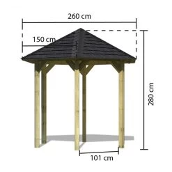 Kiosque Hexagonal En Bois Lissabon - Diam. 2,99m – Avec Shingles – Karibu -Jardin Abris Magasin kiosque hexagonal en bois lissabon diam 299m avec shingles karibu 2