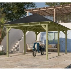 Jardin Abris Magasin 25 Kiosque Rectangulaire En Bois Autoclave 12,4m² Perida – Avec Shingles – Karibu