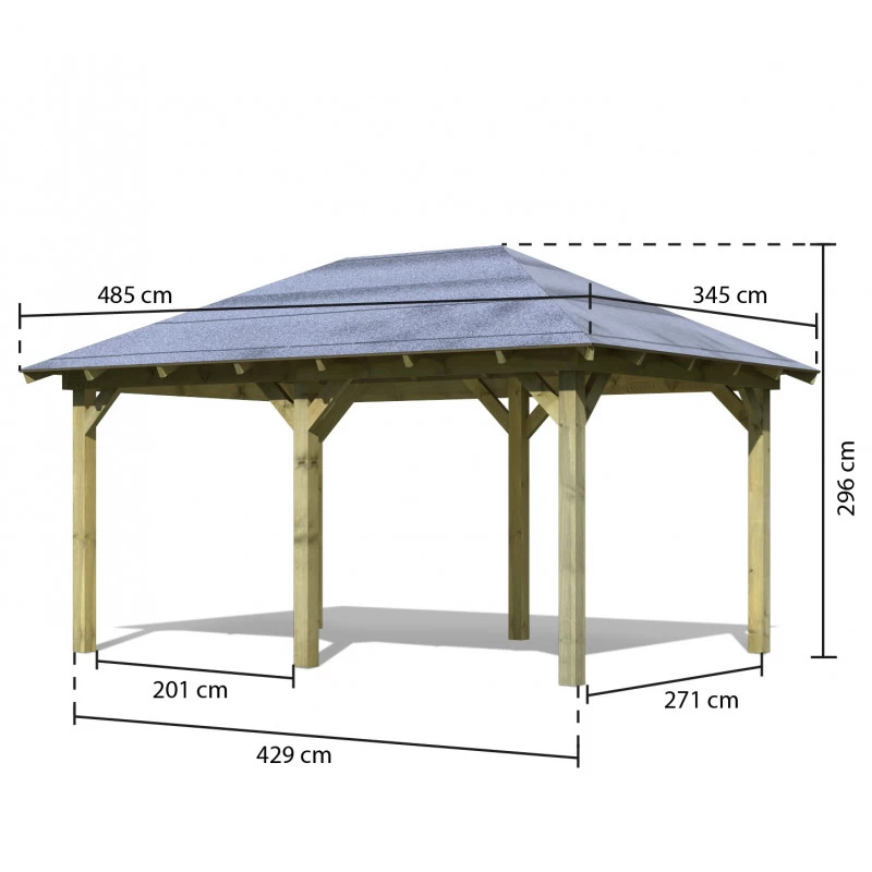 Kiosque Rectangulaire En Bois Autoclave 12,4m² Perida – Karibu 4 Kiosque Rectangulaire En Bois Autoclave 12,4m² Perida – Karibu – Image 2