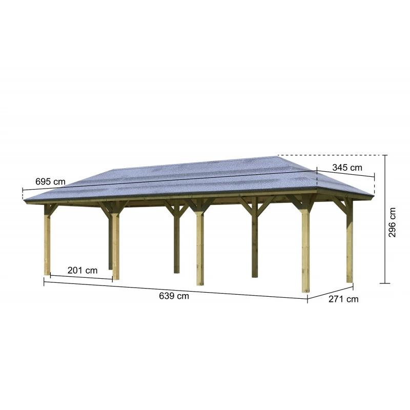 Kiosque Rectangulaire En Bois Autoclave 18,47m² Perida 2 – Karibu 4 Kiosque Rectangulaire En Bois Autoclave 18,47m² Perida 2 – Karibu – Image 2