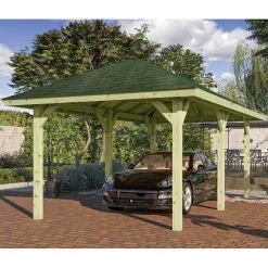 Jardin Abris Magasin 35 Kiosque Rectangulaire En Bois Autoclave Bergen 2 – 3,38x5,92m – Avec Shingles – Karibu