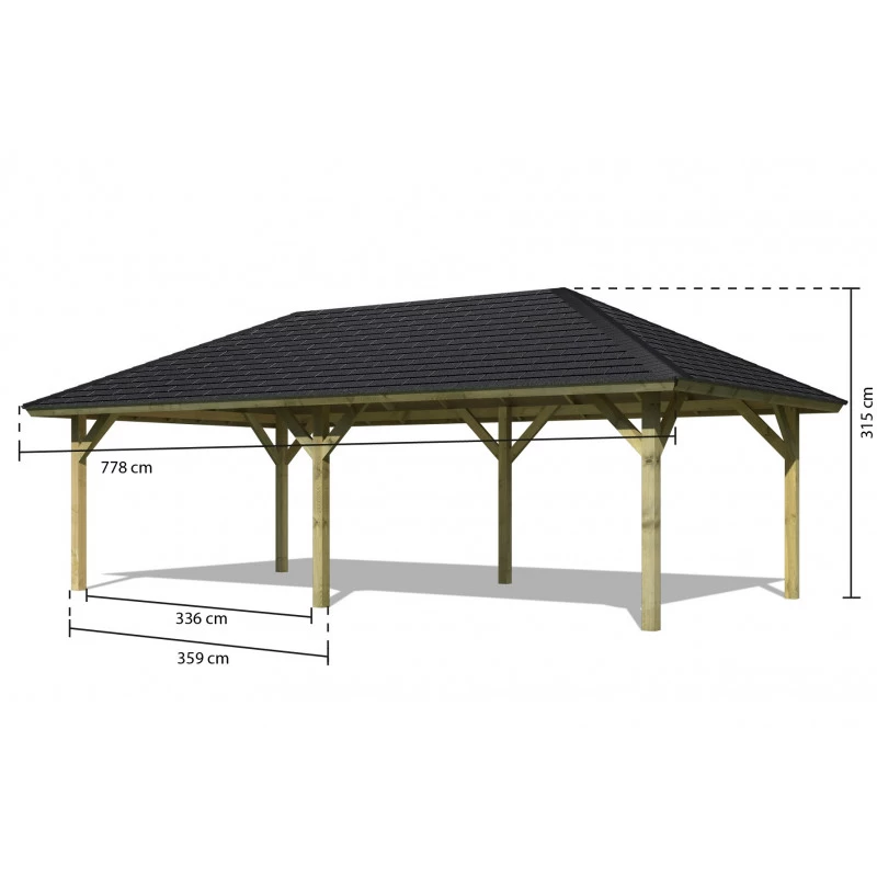 Kiosque Rectangulaire En Bois Autoclave Holm 2 – 4,31x7,78m – Avec Shingles – Karibu 4 Kiosque Rectangulaire En Bois Autoclave Holm 2 – 4,31x7,78m – Avec Shingles – Karibu – Image 2