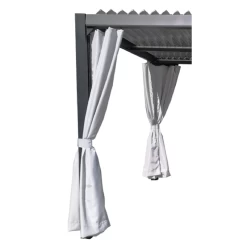 Kit De 3 Rideaux En Polyester Gris Perle Pour Pergolas Canberra Et Barbade - Couleurs Du Monde