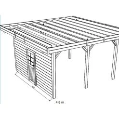 Paroi Frontale Avec Porte Simple Centrée 480x245cm Pour Carport Modulable En Bois Traité Autoclave - SOLID