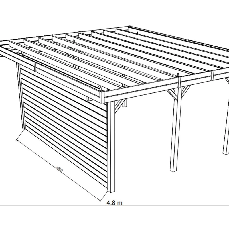 Paroi Frontale Pleine 480x245cm Pour Carport Modulable En Bois Traité Autoclave - SOLID 3 Paroi Frontale Pleine 480x245cm Pour Carport Modulable En Bois Traité Autoclave - SOLID