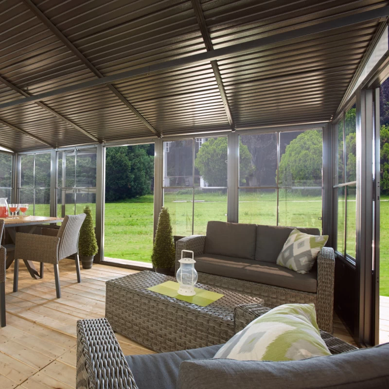 Pavillon Adossé Charlestone Mural 298,5x404cm En Aluminium Et Acier Galvanisé - SOJAG 5 Pavillon Adossé Charlestone Mural 298,5x404cm En Aluminium Et Acier Galvanisé - SOJAG – Image 3