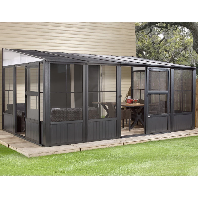 Pavillon Adossé Charlestone Mural 298,5x404cm En Aluminium Et Acier Galvanisé - SOJAG 3 Pavillon Adossé Charlestone Mural 298,5x404cm En Aluminium Et Acier Galvanisé - SOJAG