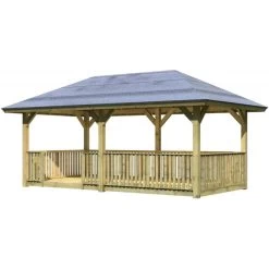 Pavillon Bergen 2 En Bois Autoclave 13,70m² + Plancher + Balustrade – KARIBU 11 Pavillon Bergen 2 En Bois Autoclave 13,70m² + Plancher + Balustrade – KARIBU -Jardin Abris Magasin pavillon bergen 2 en bois autoclave 1370m plancher balustrade karibu 3