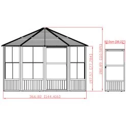 Pavillon Charlestone 384x384cm En Aluminium Et Acier Galvanisé - SOJAG -Jardin Abris Magasin pavillon charlestone 384x384cm en aluminium et polycarbonate sojag 3