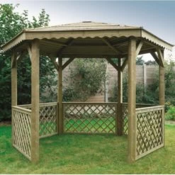 Pavillon De Jardin Hexagonal 6,68m² En Bois Traité Autoclave Avec Balustrades - SOLID -Jardin Abris Magasin pavillon de jardin hexagonale 668m en bois traite autoclave avec balustrades solid 3