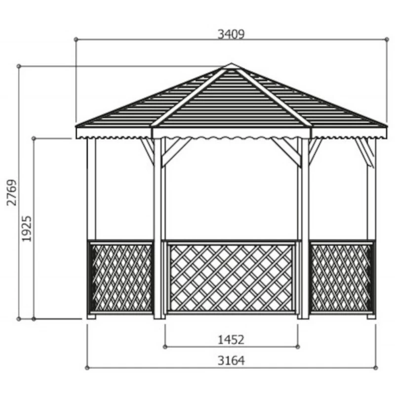 Pavillon De Jardin Octogonal 11,49m² En Bois Traité Autoclave Avec Balustrades - SOLID 4 Pavillon De Jardin Octogonal 11,49m² En Bois Traité Autoclave Avec Balustrades - SOLID – Image 2