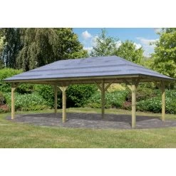 Pavillon Rectangulaire En Bois FSC Holm 2 - 7,78x4,31m Karibu -Jardin Abris Magasin pavillon rectangulaire en bois fsc holm 2 778x431m karibu 5