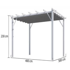 Pergola 100% Aluminium Coloris Blanc 12m² Avec Toile D'ombrage Gris 280gr/m² HABRITA -Jardin Abris Magasin pergola 100 aluminium coloris blanc 12m avec toile d ombrage gris 280grm habrita 2