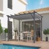 Pergola 100% Aluminium Gris Anthracite 12m² Avec Toile D'ombrage Gris 140gr/m² HABRITA