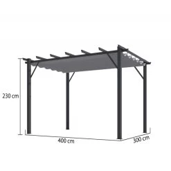 Pergola 100% Aluminium Gris Anthracite 12m² Avec Toile D'ombrage Gris 140gr/m² HABRITA -Jardin Abris Magasin pergola 100 aluminium gris anthracite 12m avec toile d ombrage gris 140grm habrita 4