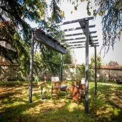 Pergola 100% Aluminium Gris Anthracite 12m² Avec Toile D'ombrage Gris 140gr/m² HABRITA -Jardin Abris Magasin pergola 100 aluminium gris anthracite 12m avec toile d ombrage gris 140grm habrita 5