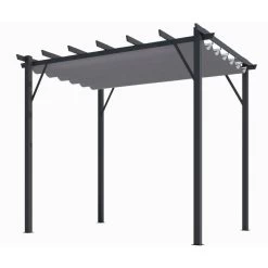 Pergola 100% Aluminium Gris Anthracite 12m² Avec Toile D'ombrage Gris 280gr/m² HABRITA -Jardin Abris Magasin pergola 100 aluminium gris anthracite 12m avec toile d ombrage gris 280grm habrita 1