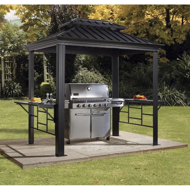 Pergola 2x3m Messina BBQ En Alu Anthracite Et Acier Galvanisé - SOJAG 3 Pergola 2x3m Messina BBQ En Alu Anthracite Et Acier Galvanisé - SOJAG