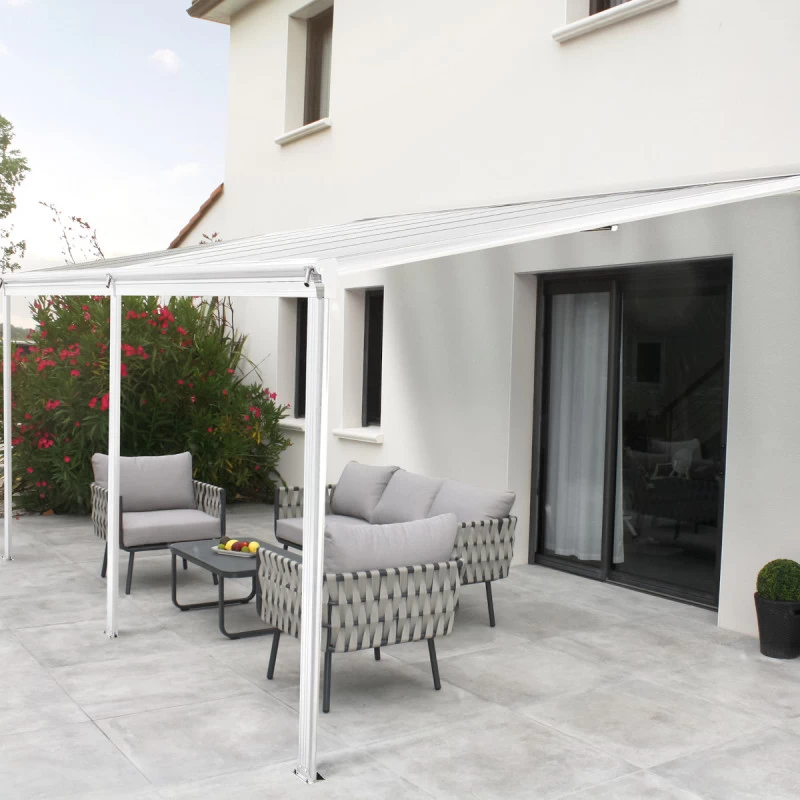 Pergola Adossée 435x300cm En Aluminium Blanc Et Polycarbonate 4mm CIELO - DCB Garden 3 Pergola Adossée 435x300cm En Aluminium Blanc Et Polycarbonate 4mm CIELO - DCB Garden
