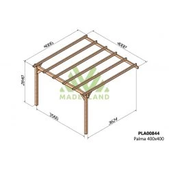 Pergola Adossée En Bois Lamellé-collé 400x400cm Palma – Maderland -Jardin Abris Magasin pergola adossee en bois lamelle colle 400x400cm palma maderland 1