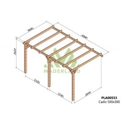 Pergola Adossée En Bois Lamellé-collé 500x300cm Cádiz – Maderland -Jardin Abris Magasin pergola adossee en bois lamelle colle 500x300cm cadiz maderland 1