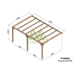 Pergola Adossée En Bois Lamellé-collé 600x400cm Burgos – Maderland -Jardin Abris Magasin pergola adossee en bois lamelle colle 600x400cm burgos maderland 1