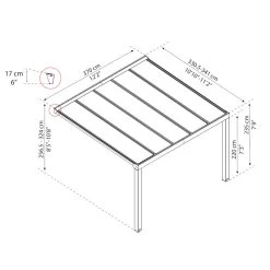 Pergola Adossée Stockholm 350x368cm Aluminium Gris Et Polycarbonate Avec Stores De Toit Rétractables – Palram - Canopia -Jardin Abris Magasin pergola adossee stockholm 350x368cm aluminium gris et polycarbonate avec stores de toit retractables palram 4