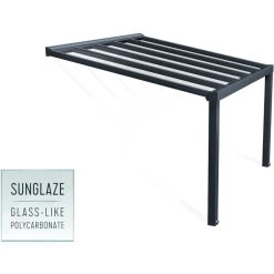 Pergola Adossée Stockholm 350x368cm Aluminium Gris Et Polycarbonate Avec Stores De Toit Rétractables – Palram - Canopia -Jardin Abris Magasin pergola adossee stockholm 350x368cm aluminium gris et polycarbonate avec stores de toit retractables palram 5