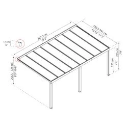 Pergola Adossée Stockholm 350x590cm Aluminium Gris Et Polycarbonate Avec Stores De Toit Rétractables – Palram - Canopia -Jardin Abris Magasin pergola adossee stockholm 350x590cm aluminium gris et polycarbonate avec stores de toit retractables palram 4