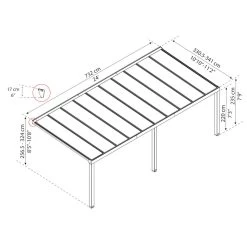 Pergola Adossée Stockholm 350x740cm Aluminium Gris Et Polycarbonate Avec Stores De Toit Rétractables – Palram - Canopia -Jardin Abris Magasin pergola adossee stockholm 350x740cm aluminium gris et polycarbonate avec stores de toit retractables palram 4