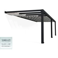 Pergola Adossée Stockholm 350x810cm Aluminium Gris Et Polycarbonate Avec Stores De Toit Rétractables – Palram - Canopia -Jardin Abris Magasin pergola adossee stockholm 350x810cm aluminium gris et polycarbonate avec stores de toit retractables palram 2