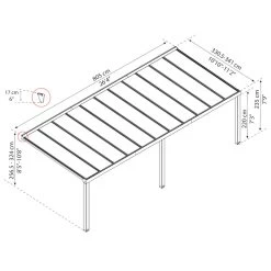 Pergola Adossée Stockholm 350x810cm Aluminium Gris Et Polycarbonate Avec Stores De Toit Rétractables – Palram - Canopia -Jardin Abris Magasin pergola adossee stockholm 350x810cm aluminium gris et polycarbonate avec stores de toit retractables palram 4