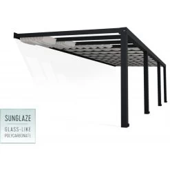 Pergola Adossée Stockholm 350x950cm Aluminium Gris Et Polycarbonate Avec Stores De Toit Rétractables – Palram - Canopia -Jardin Abris Magasin pergola adossee stockholm 350x950cm aluminium gris et polycarbonate avec stores de toit retractables palram 2