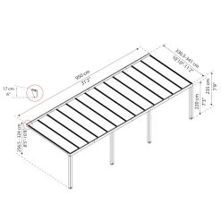 Pergola Adossée Stockholm 350x950cm Aluminium Gris Et Polycarbonate Avec Stores De Toit Rétractables – Palram - Canopia -Jardin Abris Magasin pergola adossee stockholm 350x950cm aluminium gris et polycarbonate avec stores de toit retractables palram 4