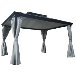 Pergola Autoportante 300x360cm En Aluminium Avec Rideaux Latéraux Et Toile De Toit - OPALE - Couleurs Du Monde -Jardin Abris Magasin pergola autoportante 300x360cm en aluminium avec rideaux lateraux et toile de toit opale couleurs du monde 2