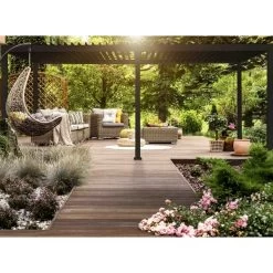 Nouvelles versions -Jardin Abris Magasin pergola bioclimatique autoportante en alu anthracite 3x6m ombrea 1
