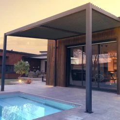 Pergola Bioclimatique En Aluminium Avec Lames Orientables Grises Anthracite TRAMONTO - DCB Garden -Jardin Abris Magasin pergola bioclimatique en aluminium avec lames orientables grises anthracite tramonto dcb garden 2