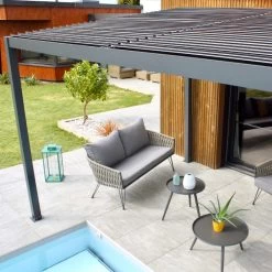 Pergola Bioclimatique En Aluminium Avec Lames Orientables Grises Anthracite TRAMONTO - DCB Garden -Jardin Abris Magasin pergola bioclimatique en aluminium avec lames orientables grises anthracite tramonto dcb garden 4