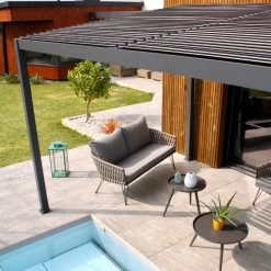Pergola Bioclimatique En Aluminium Avec Lames Orientables Grises Anthracite TRAMONTO - DCB Garden -Jardin Abris Magasin pergola bioclimatique en aluminium avec lames orientables grises anthracite tramonto dcb garden 5